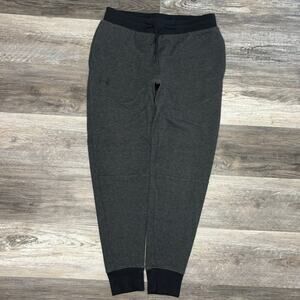 Under Armour Gray Black  Mens L Tapered Cuffs Double Knit Joggers Sweatpants EUC